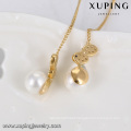 92940 Best selling elegant girl's jewelry long chain earrings imitation pearl pendant 18k gold color earrings